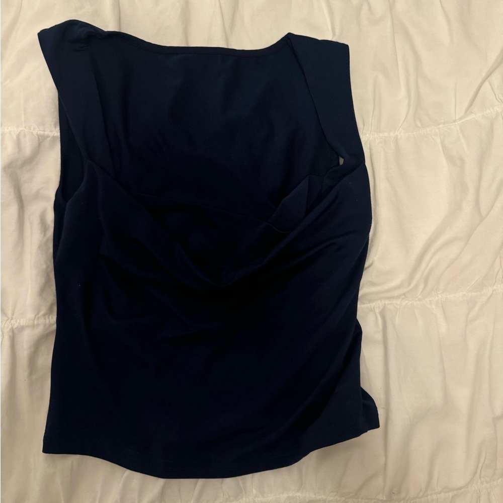Navy Blue Scoop Neck Tank Top